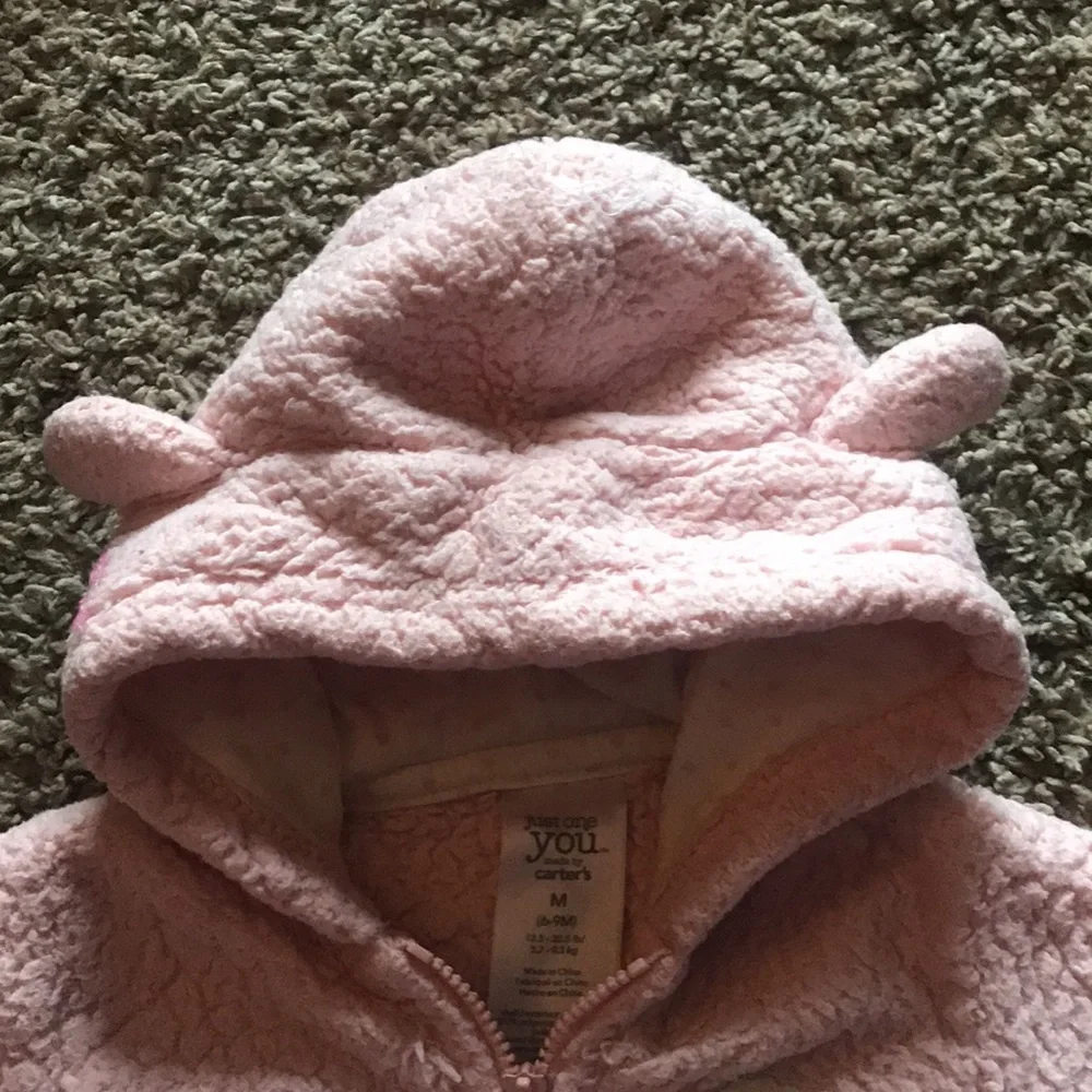 Carters Thick Light Pink Fleece Zip Up Hoodie